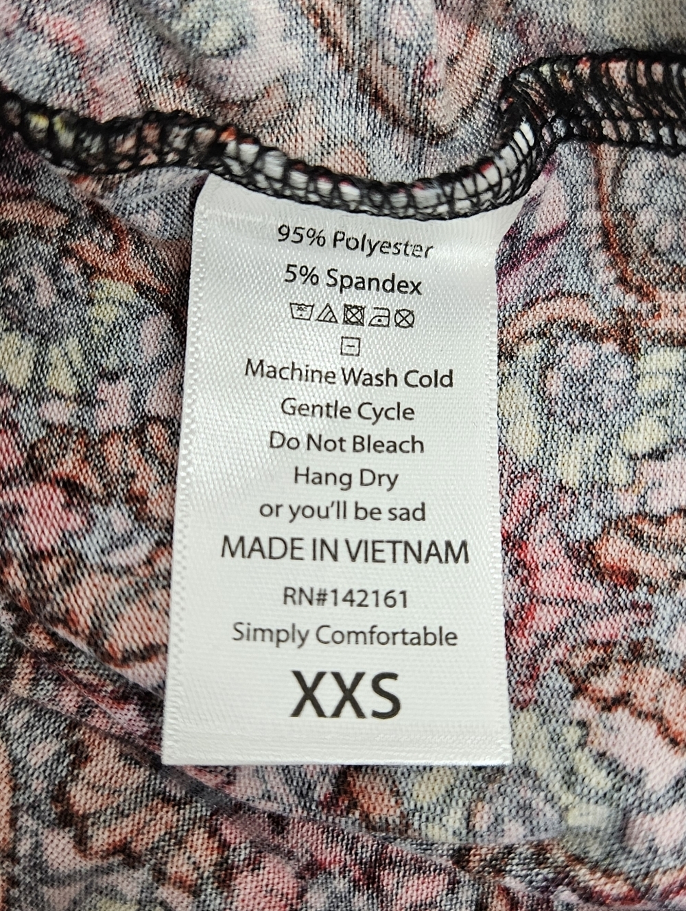 LuLaRoe XXS Randy T Black Top with Red, Pink & Yellow Floral Swirls - Picture 6 of 7